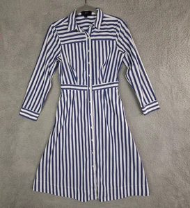 J Crew Dress Womens 4 Shirtwaist Long Sleeve Striped Preppy Coastal H7791 FA18 - Picture 1 of 24