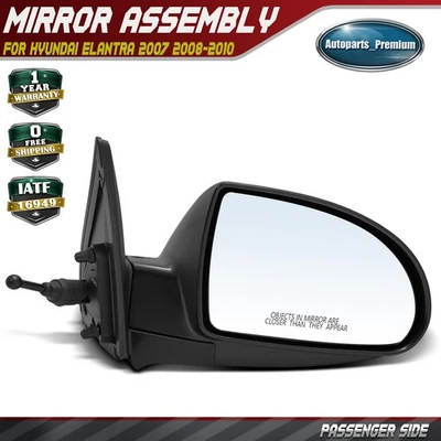 Passenger Manual Mirror with Manual Folding Smooth for Hyundai Elantra 2007-2010 - Image 1 of 4