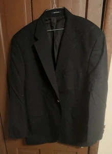 1998 Ralph Lauren 100% Wool Sport Coat Suit Jacket Men's 48R Black Soild Black - Picture 1 of 22