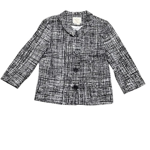 Blazer donna Kate Spade nero bianco stampa astratta taglia 6 giacca business