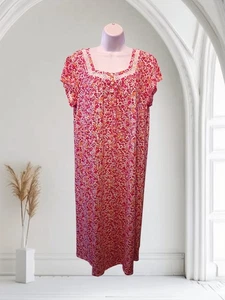Croft & Barrow Sz XL Cotton Blend Nightgown, Pink/White/Orange Floral. A-2 - Picture 1 of 7