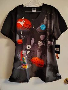 Nightmare Before Christmas Scrubs Top Cherokee Tooniforms  Halloween Size XL - Picture 1 of 8