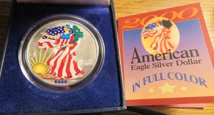 American Eagle 2000 Colorized .999 Fine Silver Dollar Brilliant Unc. O/B - Bild 1 von 14