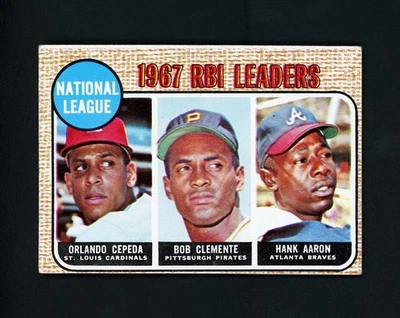 1968 Topps '67 RBI Leaders - Cepeda, Clemente, Aaron (HOF) #3 EX+ - Image 1 of 2