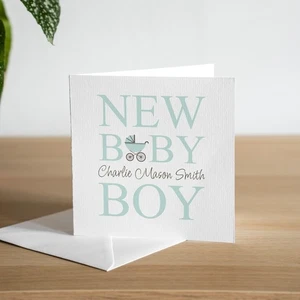 Tarjeta personalizada hecha a mano para bebé recién nacido niño tarjeta de bienvenida al mundo para él - Imagen 1 de 2