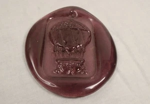 Vintage Blenko Glas Sonnenfänger Heißluftballon Lila Kunstglas Fenster Ornament - Bild 1 von 2