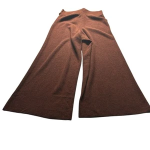 Anthropologie Wide Leg Knit Pants Merino Wool Blend Brown Front Bow Size Small - Picture 1 of 9