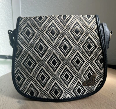 Cartera Bandolera Roxy Marrón Negro Cuero Tejido Foto 1 de 3