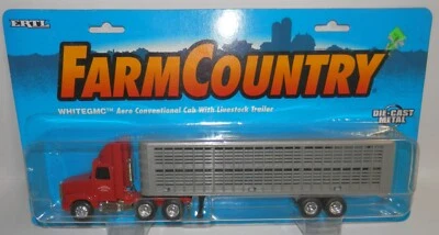 Ertl Farm Country WhiteGMC Aero Conventional Cab & Livestock Trailer #4074 (B) - Image 1 of 2