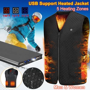 5 Zones Heated Vest with Battery Pack USB Electric Heating Jacket for Men Women - Picture 1 of 36