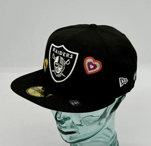 New Era NFL Las Vegas Raiders 59FIFTY Black Fitted Hat Cap Hearts Gr. 7 3/8 NEU - Bild 1 von 6