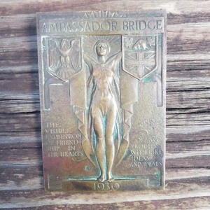1930 Art Deco Detroit Ambassador Bridge Bronze Paperweight Jonathan Swanson  - Picture 1 of 10