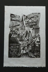 Holzschnitt Ansicht Oberursel Werner Drewes 1899-1985 - Bild 1 von 6