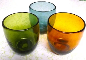 3 copas de vino sopladas o sin tallo aguacate naranja azul ahumado color MCM - Imagen 1 de 5