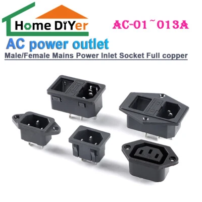 AC-Steckdose AC-01~013A Männlich/Weiblich Netzstromeingangsbuchse Vollkupfer - Image 1 of 4