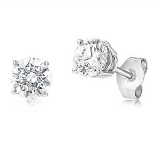 Luminesce Lab Grown Diamond 1 Carat Solitaire Stud Earrings in 14ct White Gold - Picture 1 of 2