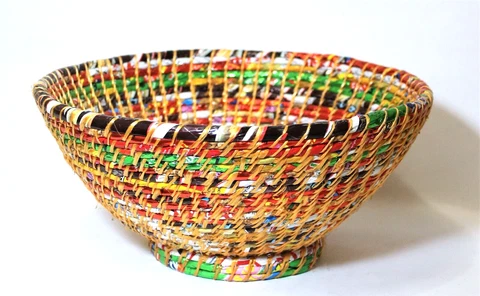 Bowl Recycled Coiled Paper Multi-Color 13" Round Cover