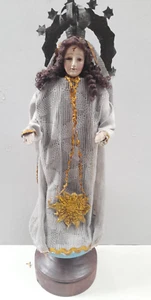 Antique Wood Carved Santo Figurine Our Lady Virgin Mary Statue Religious Art - Picture 1 of 18