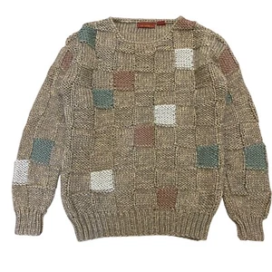 Bay Trading Co Vintage Checkerboard Knit Sweater Chunky Acryl Large Pullover - Bild 1 von 10