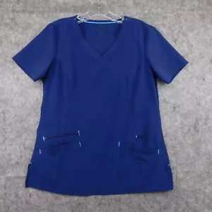 Scrubstar Shirt Womans Extra Small Blue Short Sleeve Stretch Top Pockets Comfort - Picture 1 of 10