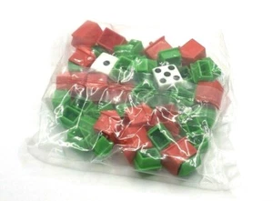 Monopoly Houses and Hotels Dice Complete Set New Sealed Red Green Replacements - Picture 1 of 3