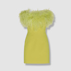 $795 New Arrivals Women's Green Strapless Feather-Trim Mini Dress Size 40