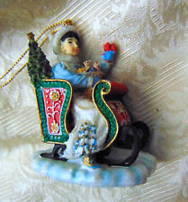 WOMAN IN SLEIGH FOR YOUR WINTER VILLAGE CHRISTMAS TOWN