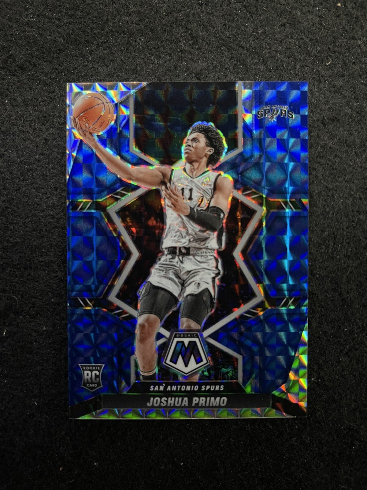 2021-22 Panini Mosaic Joshua Primo Blue Prizm /99 Spurs Rookie Card #204