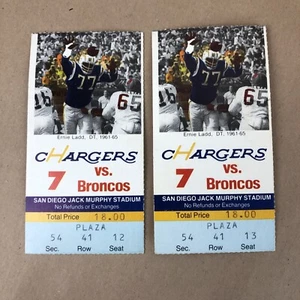 VINTAGE NFL DENVER BRONCOS @ San Diego CHARGERS FOOTBALL TICKET STUBS (2) - Picture 1 of 5