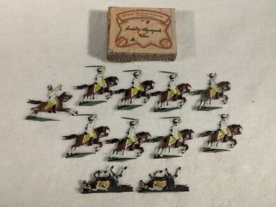 Antique Ernst HEINRICHSEN Nurnberg Soldier Flats ~ Yellow Charging Calvary - Image 1 of 4