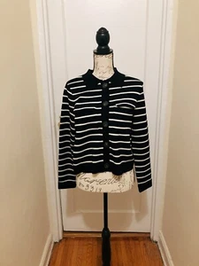 SEZANE Betty Cardigan Nero Ecrù Taglia M Orig. 170€ NUOVO - Foto 1 di 3