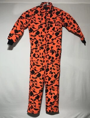 SafTbak Mens Blaze Orange Camouflage Coveralls Sz Medium USA Hunting 90's Suit - Image 1 of 4