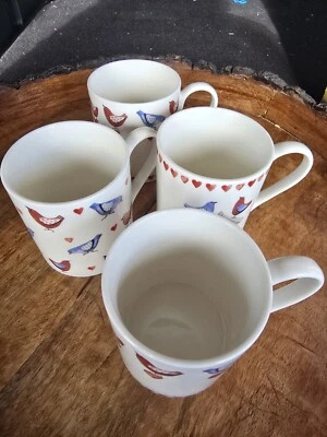 Queens Alex Clark Tazas Amarillo Suave Love Birds x4 Té Café 220 ml China Fina Foto 1 de 4