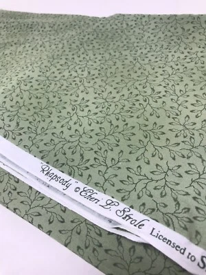 Green Vine Scroll Fabric RhapsodyCheri Strole 26" Cotton Quilt Tone on Tone F27 - Image 1 of 3