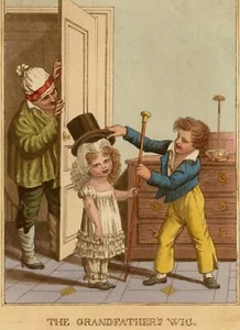 Louis-Léopold Boilly caricatura humor niños abuelo litografía coloreada - Imagen 1 de 2