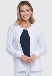 Dickies Scrubs Snap Front Warm Up Jacket DK305 WTPS White Free Shipping - Picture 1 of 5