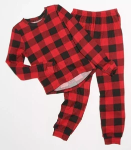 MUK LUKS Kids Pajama Set BOY's SIZE 5 Butter Knit RED/BLACK Buffalo Plaid - Picture 1 of 7