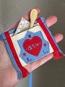 PLEASANT COMPANY American Girl Kirsten SPOON BAG, HANKIE, WOODEN SPOON (1995)