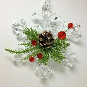 Ganz Kissing Krystals Snowflake Mistletoe Acrylic Radiating Twig Shape Pinecone - Picture 1 of 10