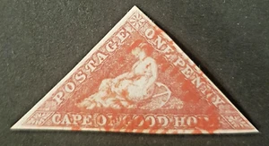 CAPE OF GOOD HOPE: 1855 1d Deep Rose-Red, vivid RED postmark, fine used. Rare. - Picture 1 of 2