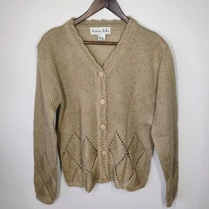 Vintage Victoria Holley Mohair Wolle Strickjacke Damen klein beige Oma Cottagecore - Bild 1 von 9