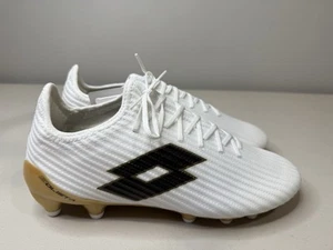Size 10 Men’s Lotto Solista 200 III FG Soccer Cleats White Black Gold - Picture 1 of 5