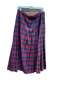 Pendleton Tartan Skirt Plaid Virgin Wool Sz 12 Red Navy Green, Excellent!!! - Picture 1 of 12