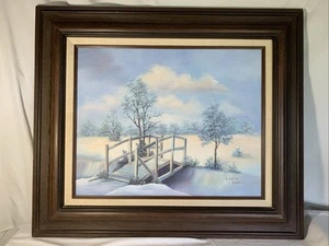 Leavern Grubbs Acrylic Painting ~ 28" x 24" Frame (Winter Scene) - Picture 1 of 12