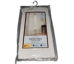 Home Classics Sheer Voile Curtain Panel White 59"W x 84"L (1 panel pkg) NEW! - Picture 1 of 3