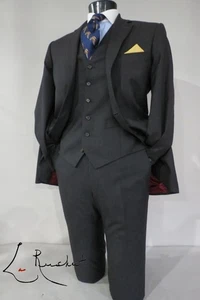 Mint Thomas Pink Jermyn St London Savile Row charcoal three piece suit 40 R - Picture 1 of 20