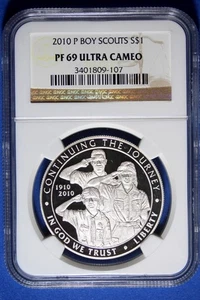 2010 P NGC PF69 Boy Scouts Centennial Commemorative Silver Dollar #B50718 - Picture 1 of 2