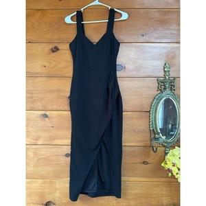 Lulus Always Beautiful Black Sleeveless Tulip Midi Dress Cocktail Party Size M - Picture 1 of 4