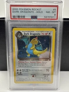 Pokémon Rocket #5 Dark Dragonite-Holo 2000 PSA 8 - Imagen 1 de 2