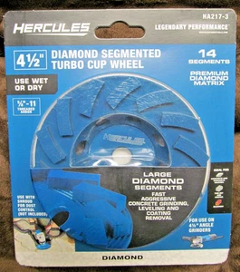 NEW HERCULES HS217-3 DIAMOND SEGMENTED TURBO CUP WHEEL 4 1/2" FREE SHIPPING - Picture 1 of 2